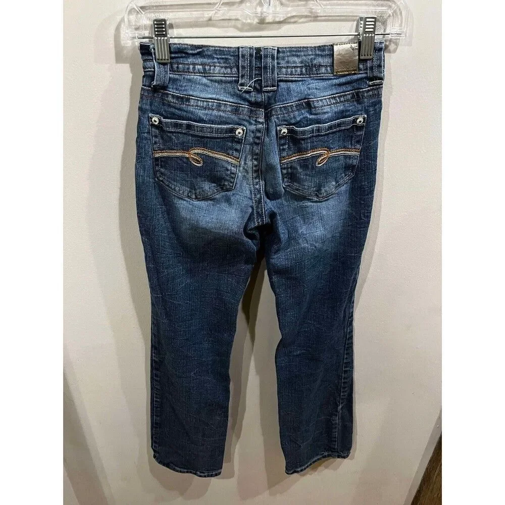 Girls Justice Premium Jeans Size 12P Boot Cut Stretch Mid Rise Denim